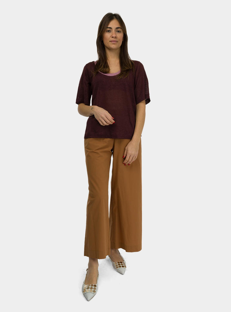 Pantalone coulotte in popeline DP9741-1 NOCCIOLA OTTO D'AME 