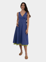 Double-faced V-neck dress Purple