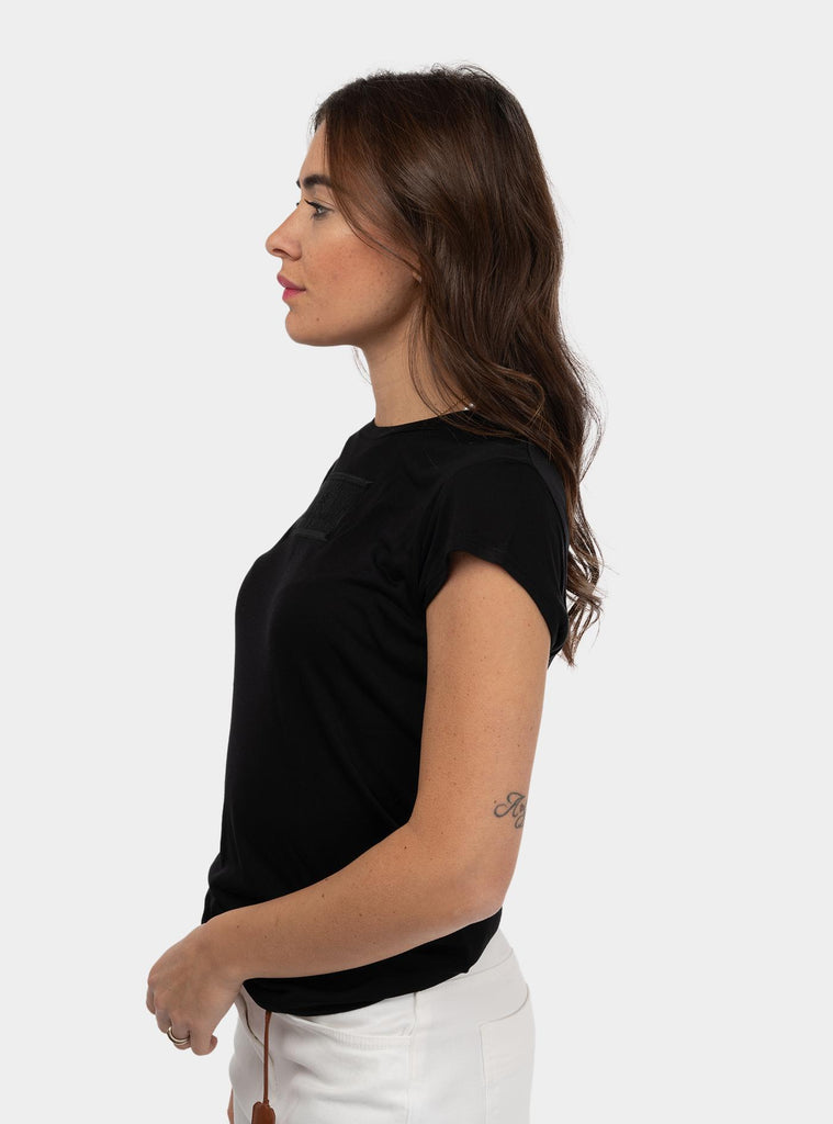 T-shirt in jersey con ricamo Nero MA00451E2 110 NERO ELISABETTA FRANCHI 