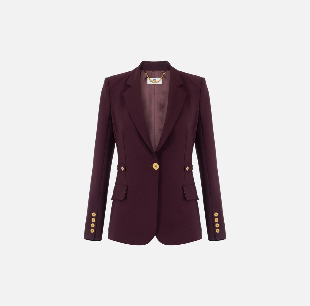 Giacca in crepe leggero con dettagli gioiello Merlot GI17556E2 EA4 ELISABETTA FRANCHI 