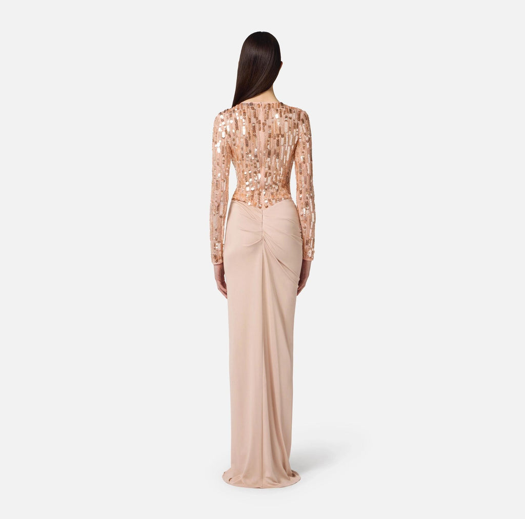 Abito red carpet in tulle e jersey con paillettes Nude ABR2057E2 EA1  NUDE ELISABETTA FRANCHI 