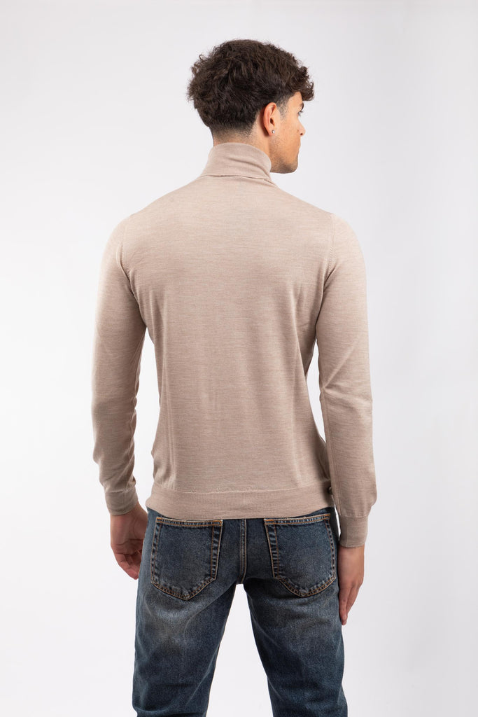 Maglia uomo collo alto beige in misto seta MIKE GSI25-05 724 TAGLIATORE 