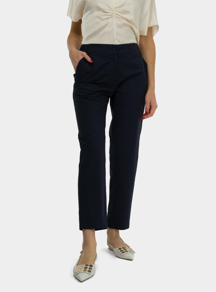 Pantalone alla caviglia in popeline Blu DP9740-1 NIGHT OTTO D'AME 