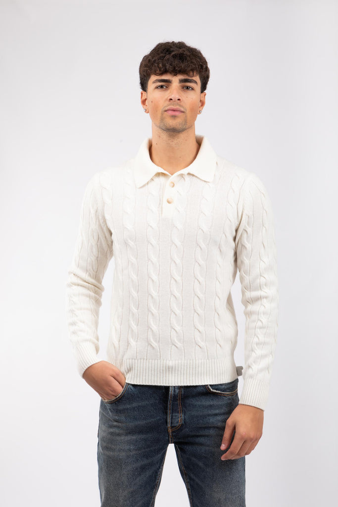 Maglia uomo con lavorazione a trecce Panna 23172/19651 001 GRAN SASSO 