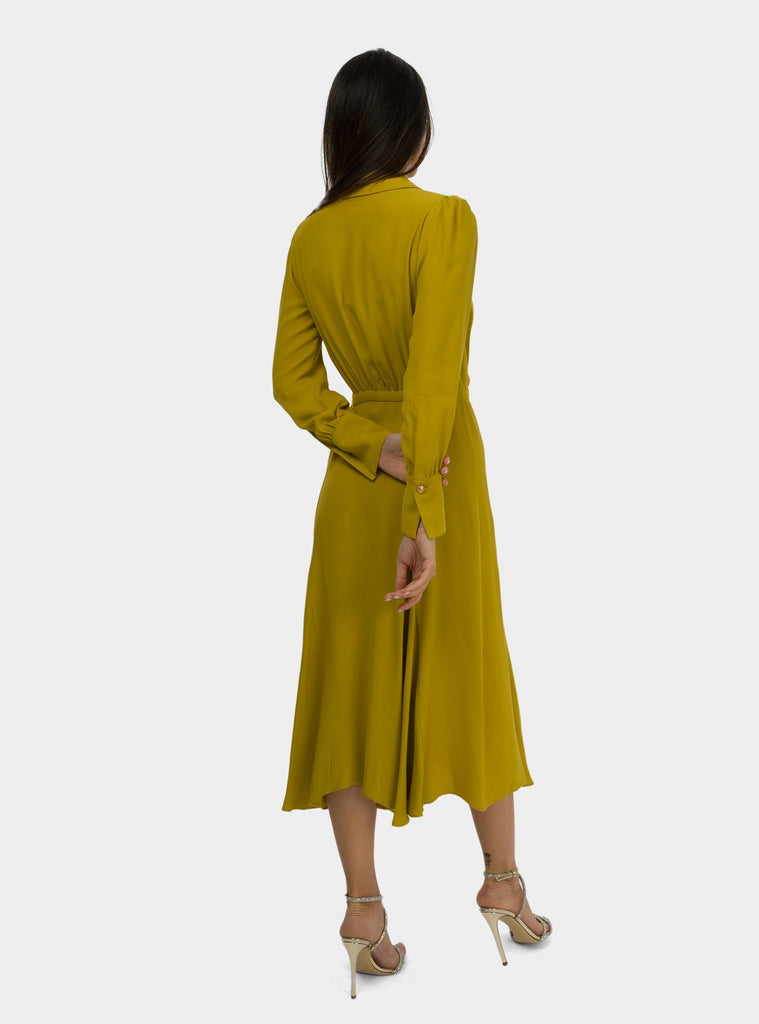 Abito in georgette con foulard gioiello curry<BR/> AB86352E2 DC6CURRY ELISABETTA FRANCHI 