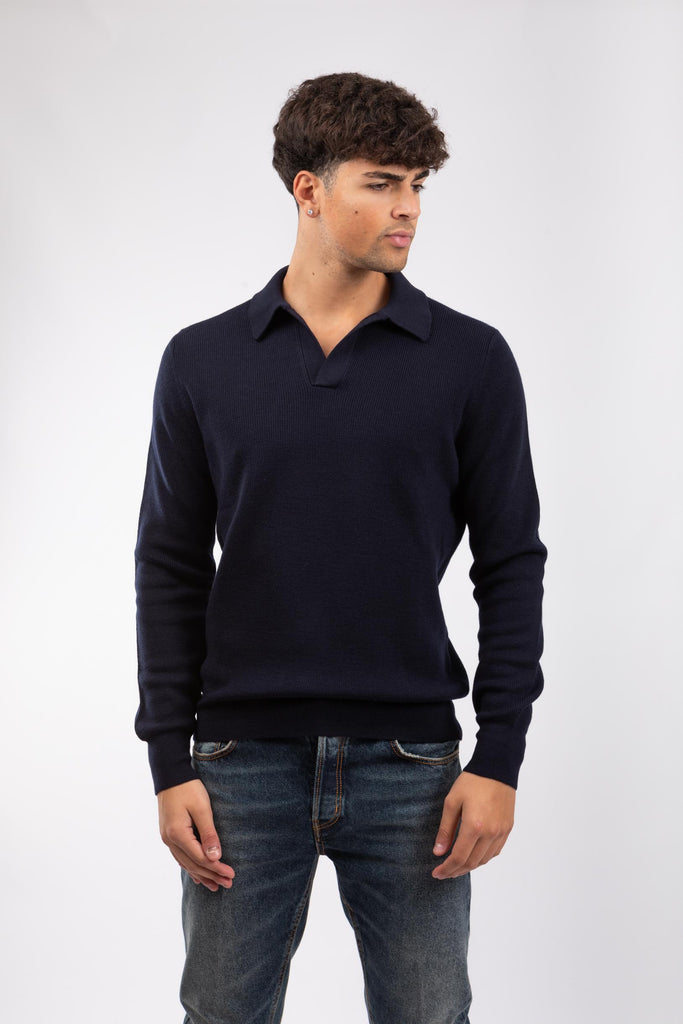 Polo skipper in maglia Blu 57120/14263 598 GRAN SASSO 