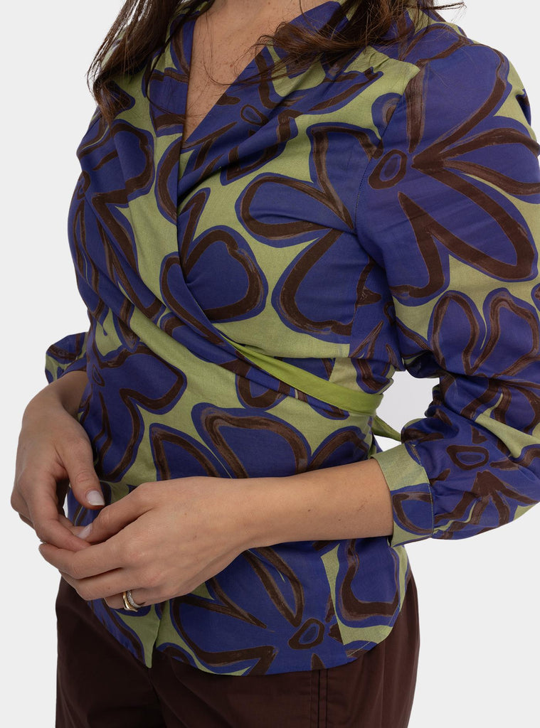 Camicia con nodo a fantasia Multicolor SS25610T056 AZUL NIU 