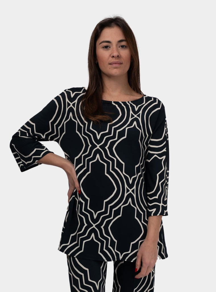 Blusa over manica 3/4 printed FF0042-0131 019 1ONE 