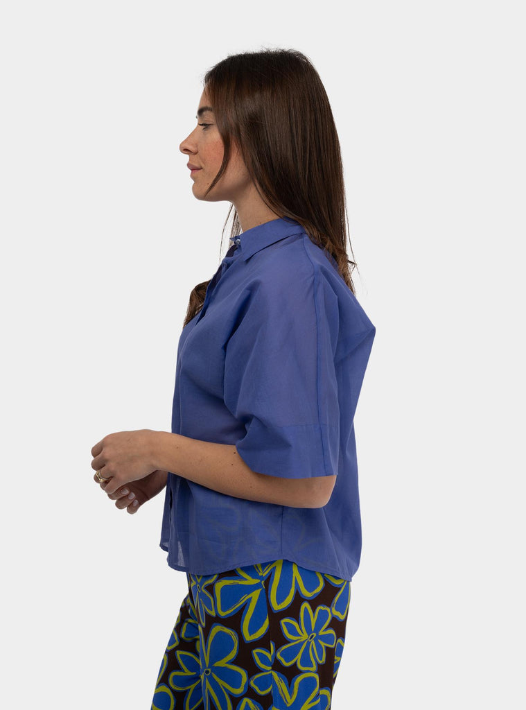 Camicia kimono in cotone Viola SS25601T028 AZUL NIU 