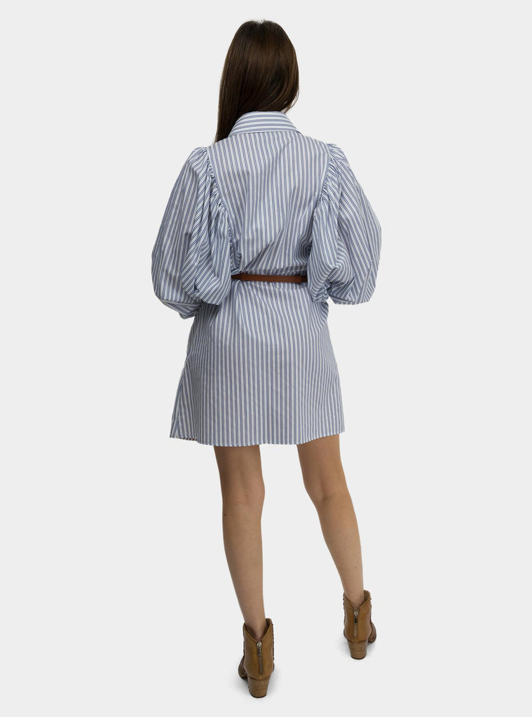 Abito in popeline di cotone con cintura AB85952E2 DL6BIANCO/OLTREMARE ELISABETTA FRANCHI 