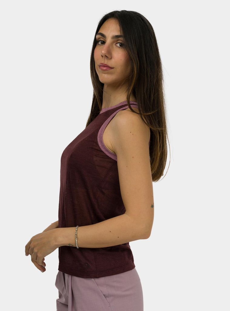 Canotta in lino DT9177 CIOCCOLATO OTTO D'AME 