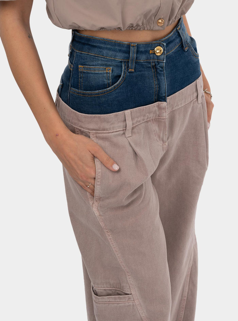 Pantalone cargo in cotone con baschina in denim PJ92D51E2 DL8BLUEVINTAGE ELISABETTA FRANCHI 