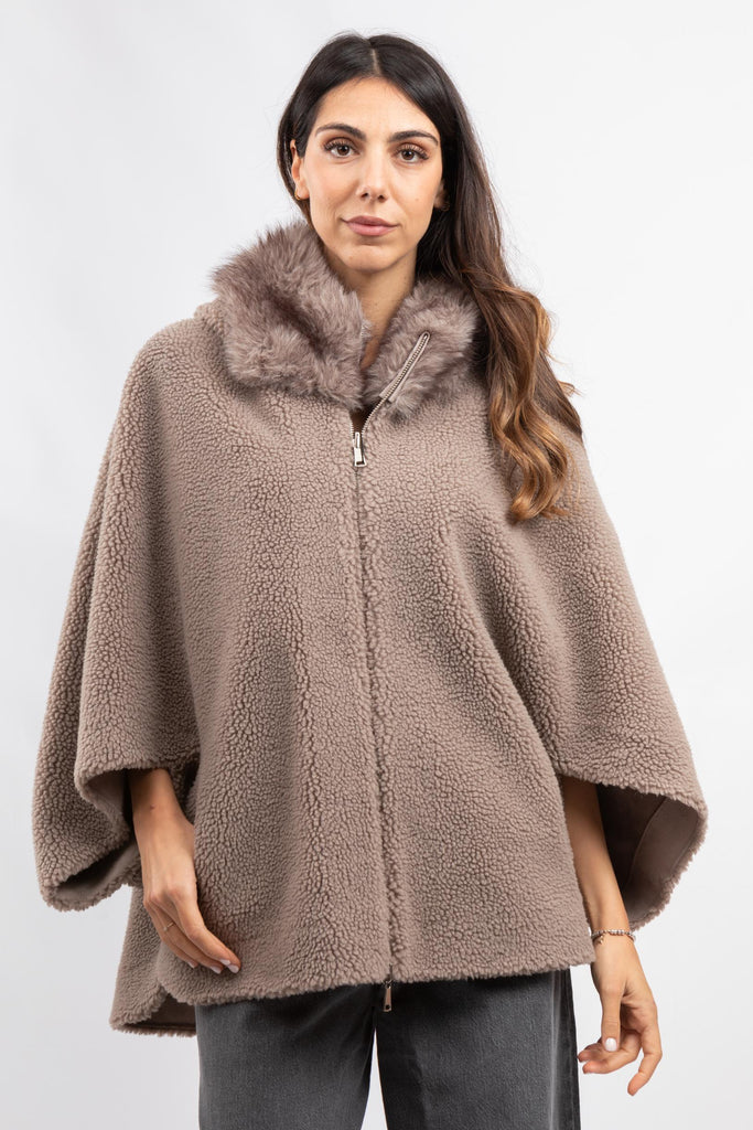 Eco montone con zip reversibile bordo zibe B618MONT 00028 MACCHIATO/DUST BEIGE BETTA CORRADI 