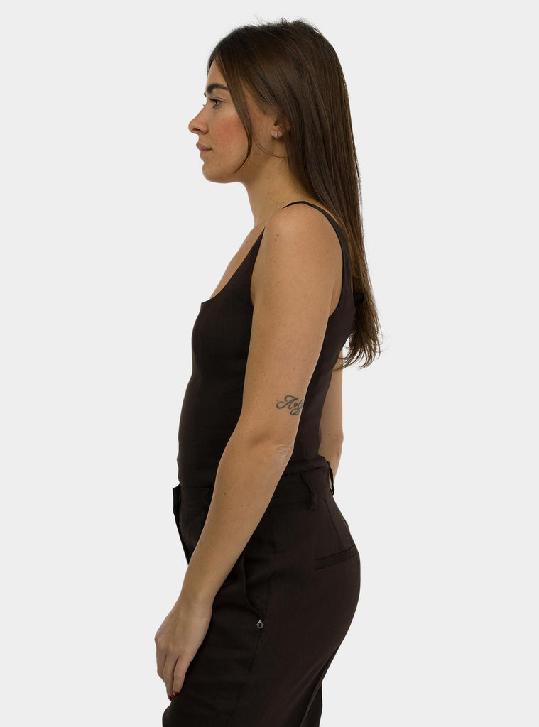 Top in lino Marrone DT9164 CIOCCOLATO OTTO D'AME 