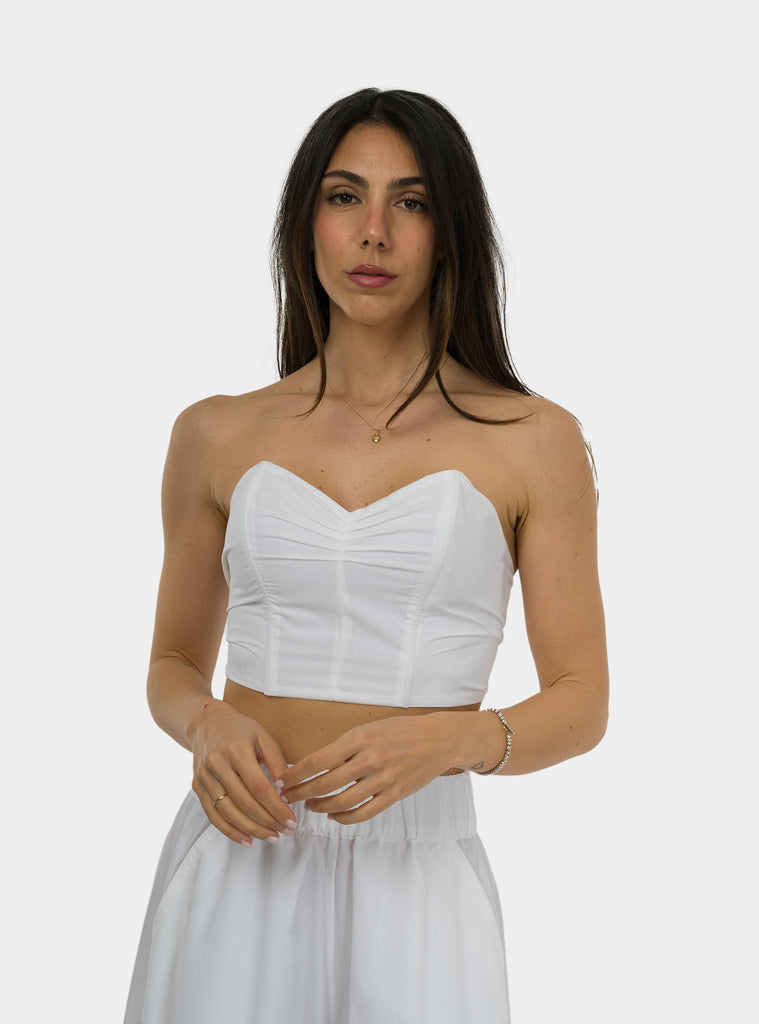 Top corsetto in popeline DT9176 BIANCO OTTO D'AME 
