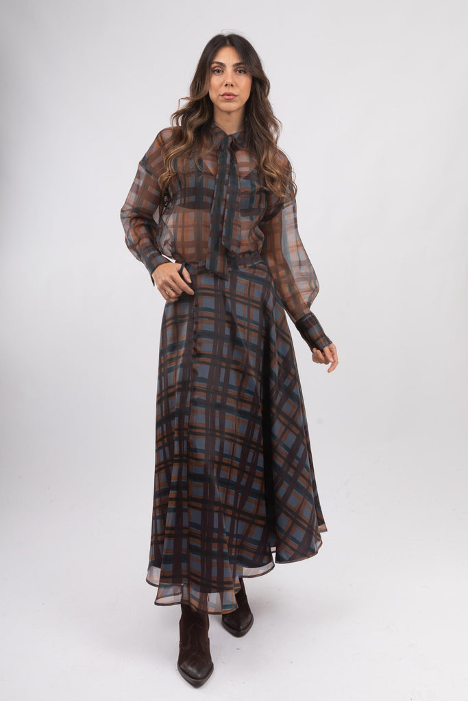 Gonna a ruota svasata in organza AW25430T020 OCEANO NIU 