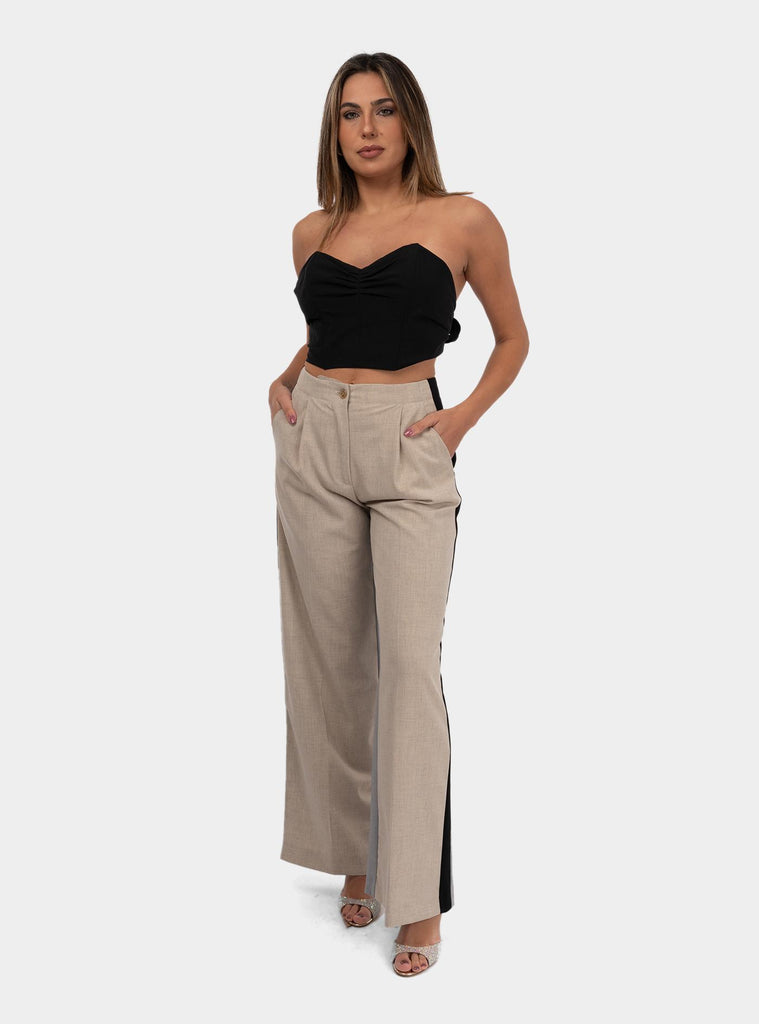 Pantalone palazzo con pences Beige DP9752 UNICA OTTO D'AME 