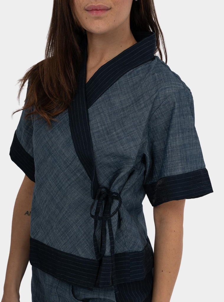 Kimono manica corta Blu 511SD35013 DENIM GESSATO ALESSIA SANTI 