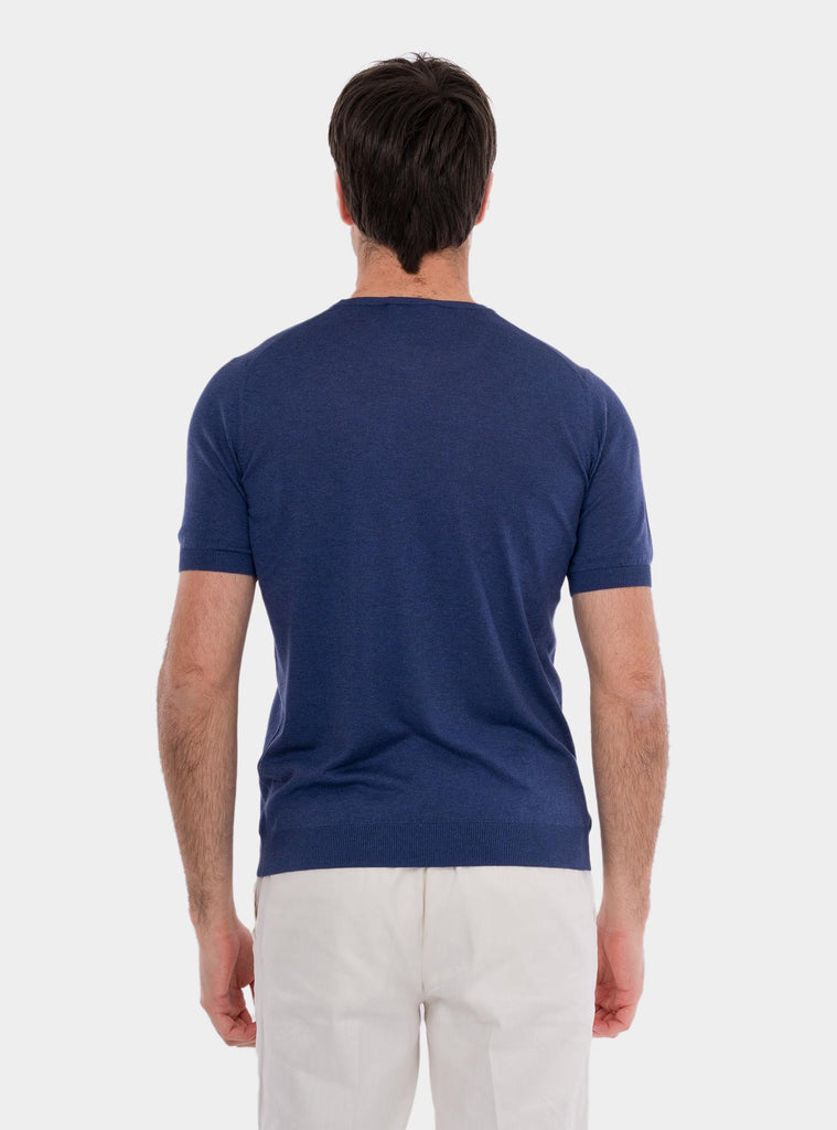 T-shirt uomo in seta blu 43112/23503 570 GRAN SASSO 