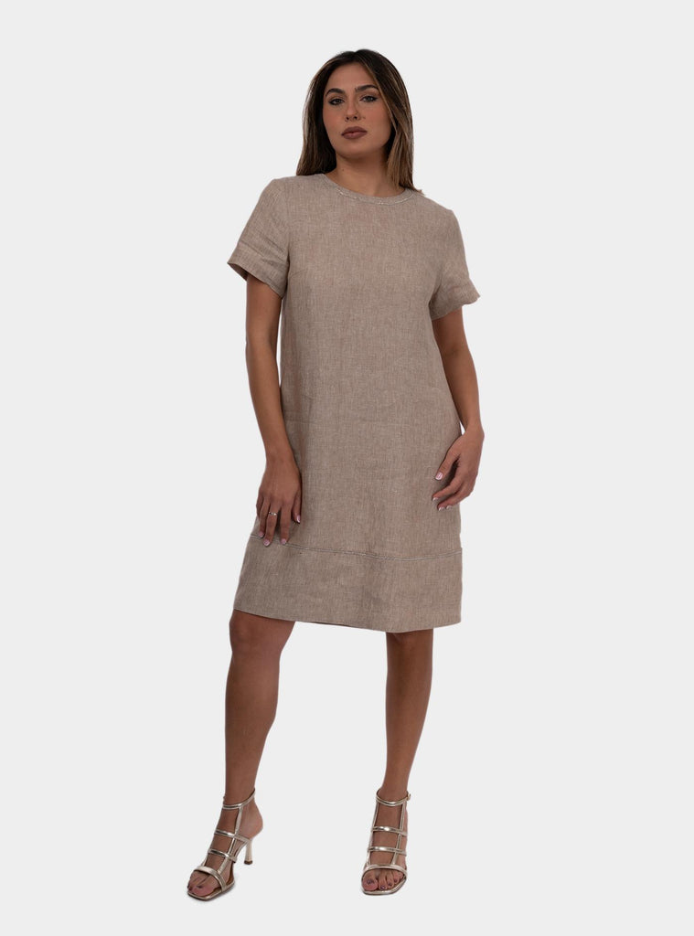 Abito midi in lino Beige S02182 02629 948 PESERICO 