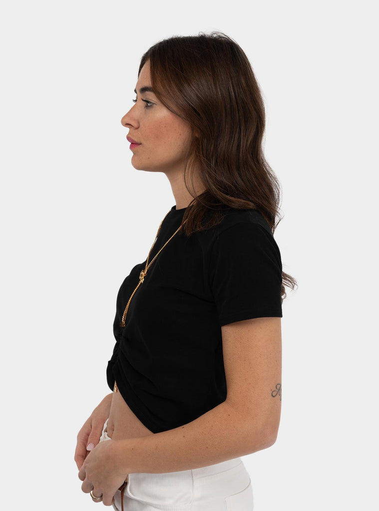 T-shirt in jersey con collana a fiocco Nero MA00651E2 110 NERO ELISABETTA FRANCHI 