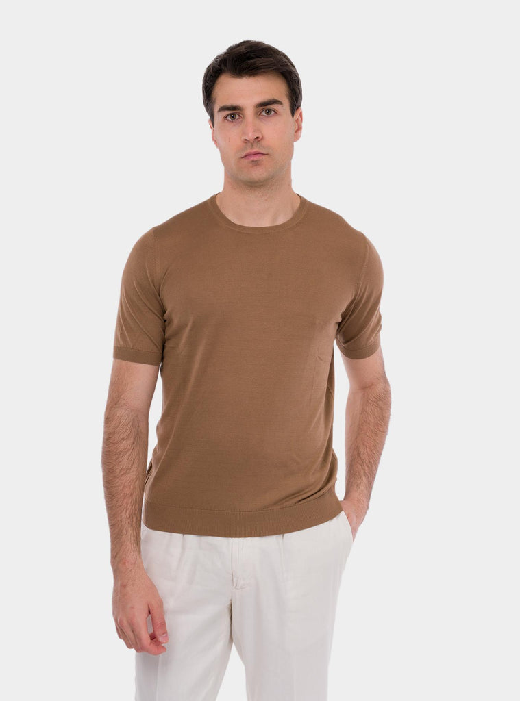 T-shirt uomo in seta biege 43112/23503 156 GRAN SASSO 