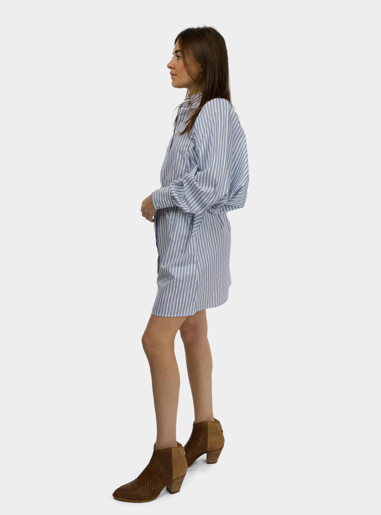 Abito in popeline di cotone con cintura AB85952E2 DL6BIANCO/OLTREMARE ELISABETTA FRANCHI 