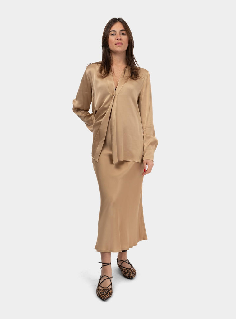 Giacca viscosa un bottone con scollo a incrocio Sabbia DC5079 SABBIA OTTO D'AME 