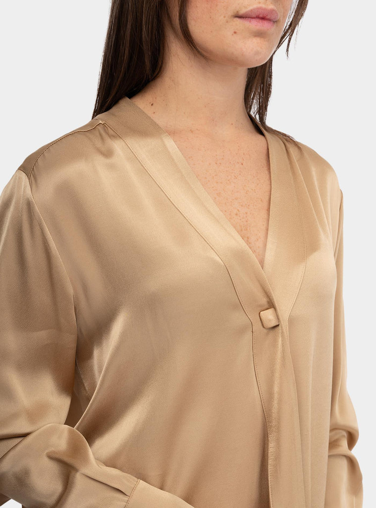 Giacca viscosa un bottone con scollo a incrocio Sabbia DC5079 SABBIA OTTO D'AME 