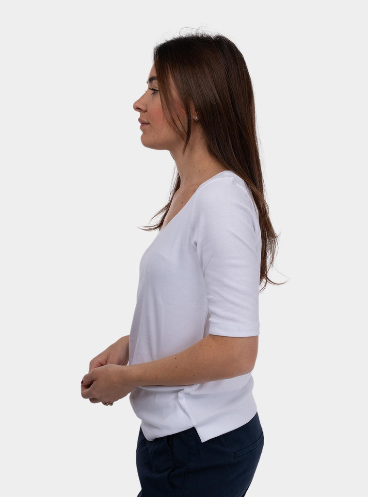 Maglia donna girocollo con maniche a 3/4 bianco 60271/80302 001 GRAN SASSO 