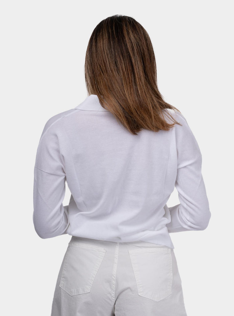 Polo donna a maniche lunghe bianco 57288/14005 001 GRAN SASSO 