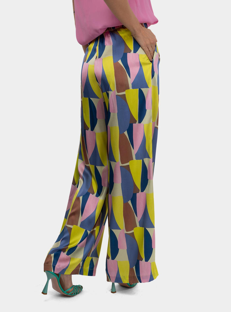 Pantaloni fantasia in seta Multicolor SS25217T000 PLATANO NIU 