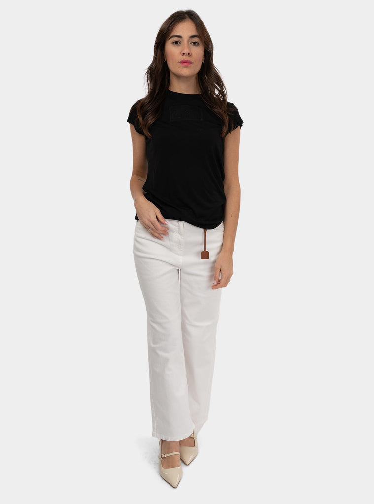 T-shirt in jersey con ricamo Nero MA00451E2 110 NERO ELISABETTA FRANCHI 