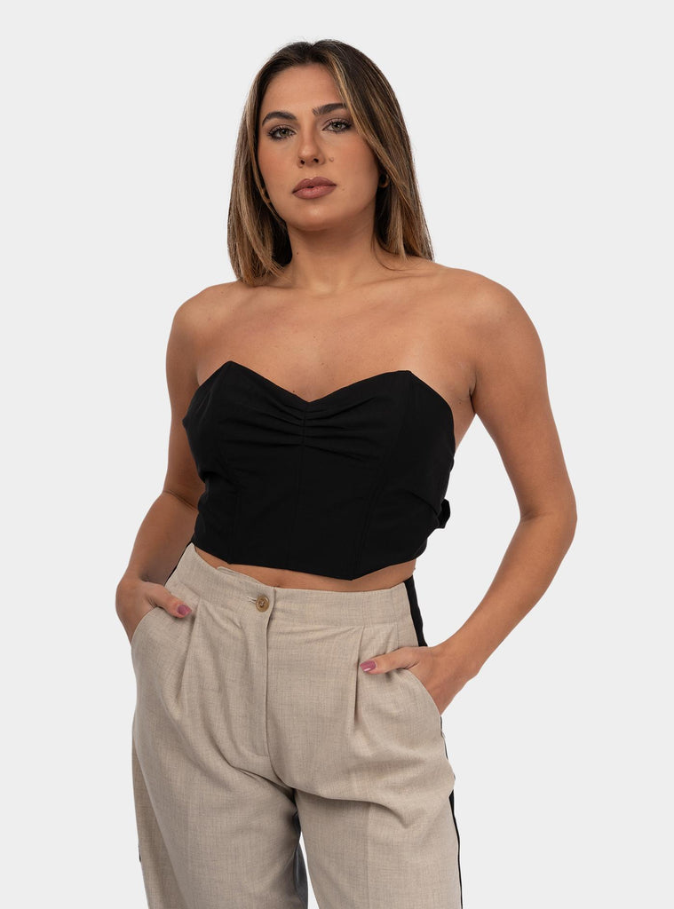 Top Corsetto in popeline Nero DT9176 NERO OTTO D'AME 