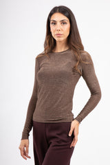 SAKURA slim lurex crew neck sweater