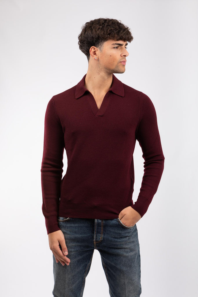 Polo skipper in maglia Bordeaux 57120/14263 291 GRAN SASSO 