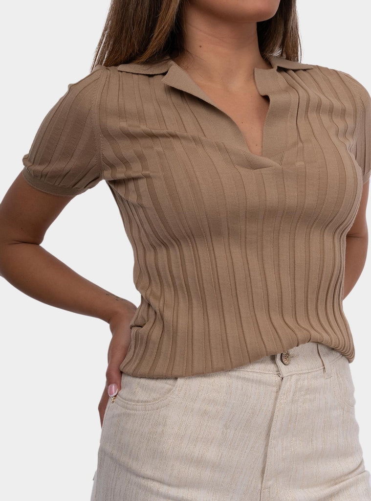 Maglia donna a coste camel 43207/14771 111 GRAN SASSO 