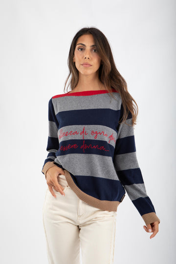 Maglia a righe in lana e cashmere 521SD53060 529127-01 ALESSIA SANTI 