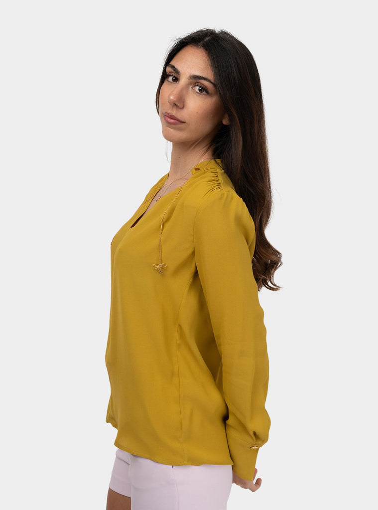 Camicia in georgette con charms e logo Senape CA08051E2V440 DC6CURRY ELISABETTA FRANCHI 