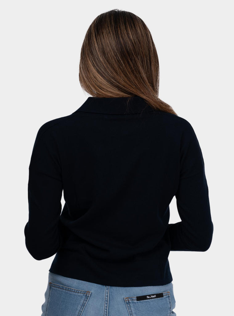 Polo donna a maniche lunghe blu 57288/14005 598 GRAN SASSO 