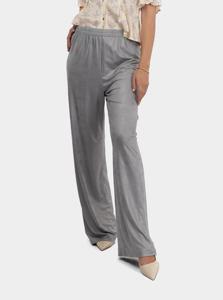 Pantalone lungo ampio in tessuto spalmato grigio 511SD24001 UNI ALESSIA SANTI 