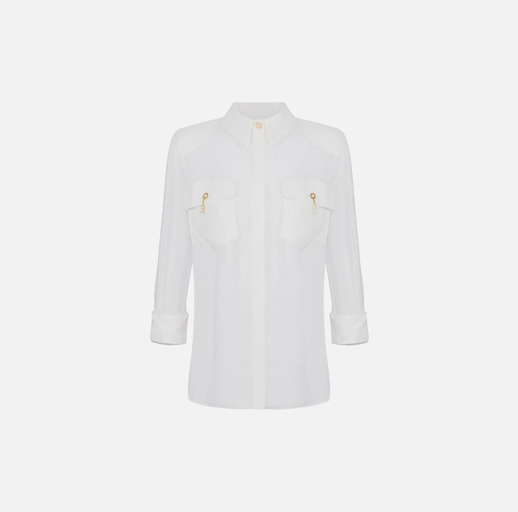 Camicia in georgette di viscosa Avorio CA12256E2 360 ELISABETTA FRANCHI 