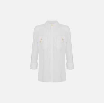 Camicia in georgette di viscosa Avorio CA12256E2 360 ELISABETTA FRANCHI 