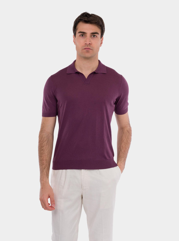 Polo uomo classica in seta prugna 43129/23503 780 GRAN SASSO 
