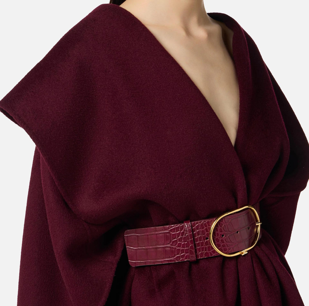 Mantella in panno in lana double Merlot CP67D56E2 EA4 ELISABETTA FRANCHI 