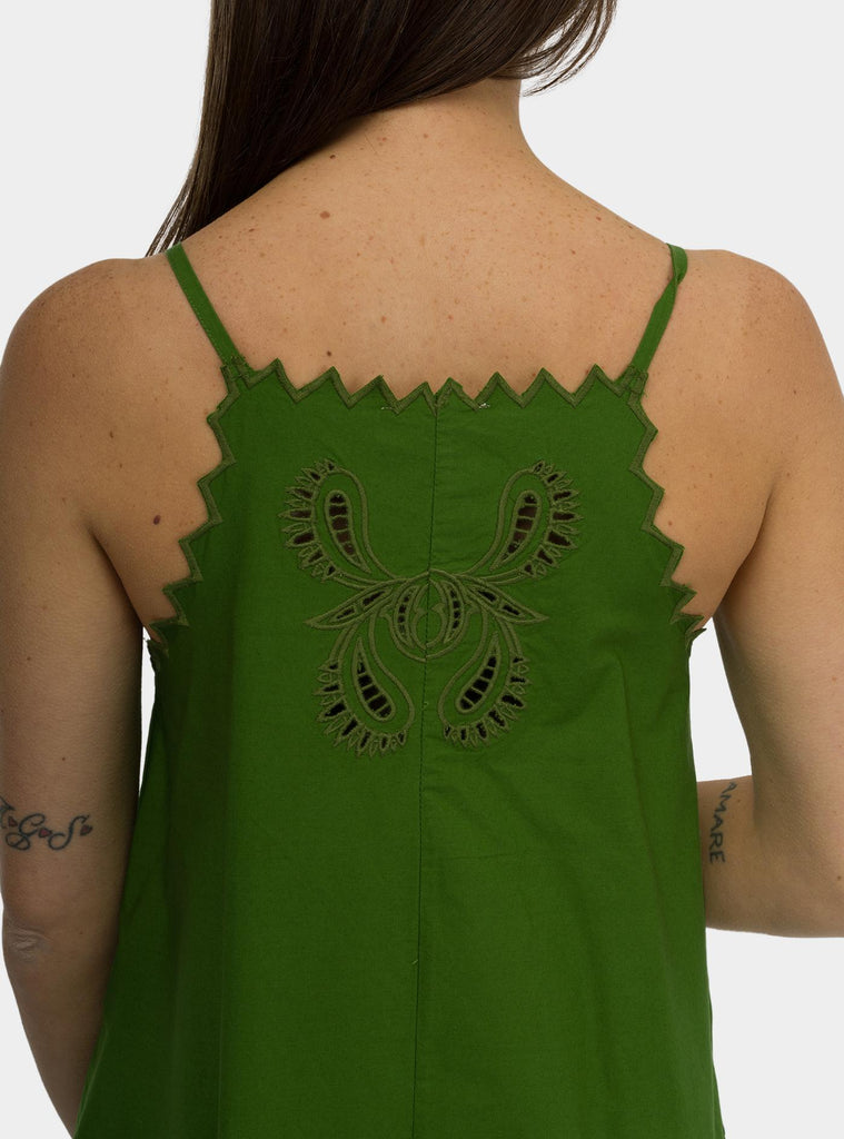 Abito lungo in cotone con ricamo ad intaglio DA5198 MATCHA OTTO D'AME 