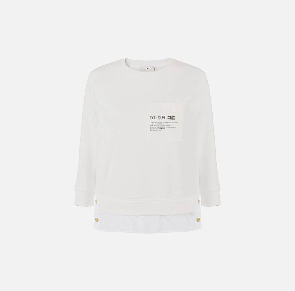 Maglia in felpa con dettagli Avorio MD00656E2 360 AVORIO ELISABETTA FRANCHI 