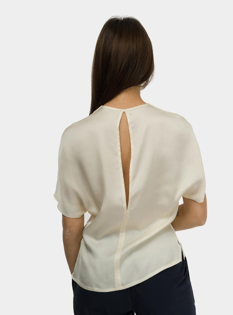 Blusa manica a farfalla e arriccio Panna SALVIA 1294GARDENIA HANAMI D'OR 