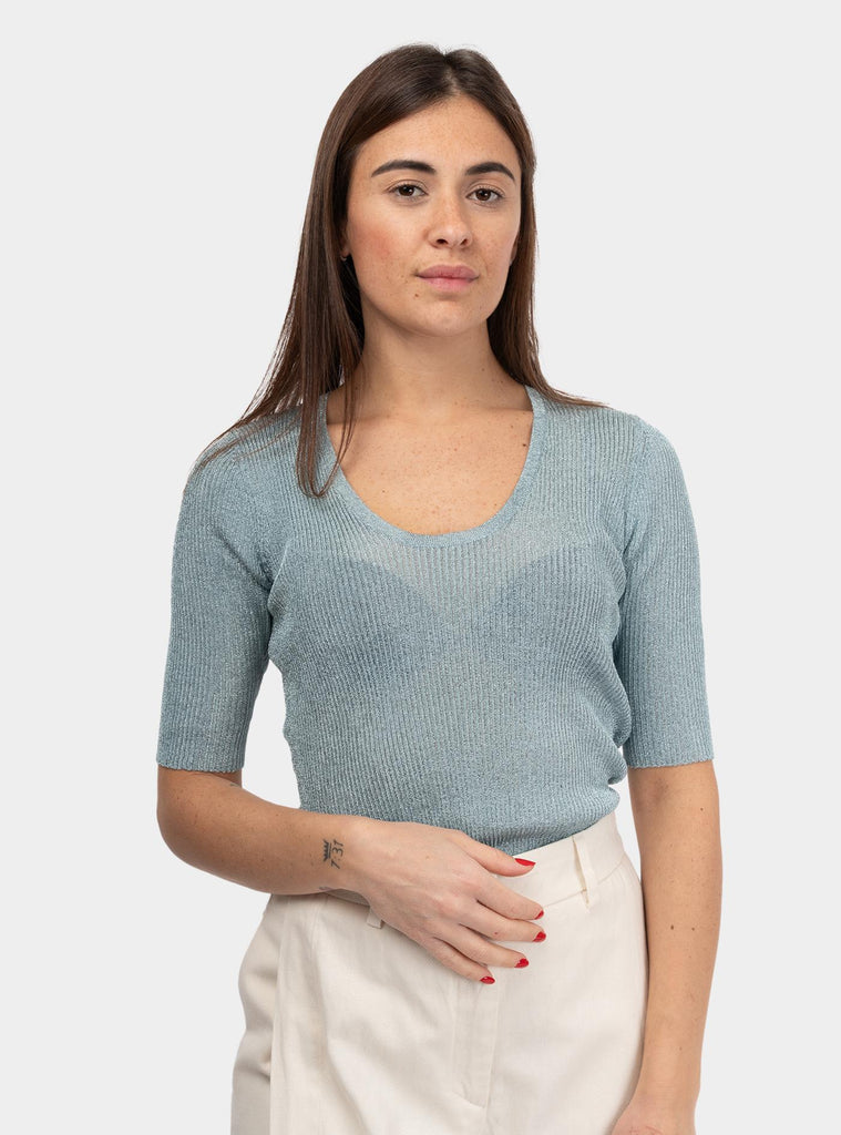 T-shirt laminata a coste Celeste 51-K02 4 UNIVERSEL 