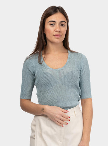 T-shirt laminata a coste Celeste 51-K02 4 UNIVERSEL 